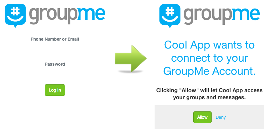 GroupMe OAuth authorization screen